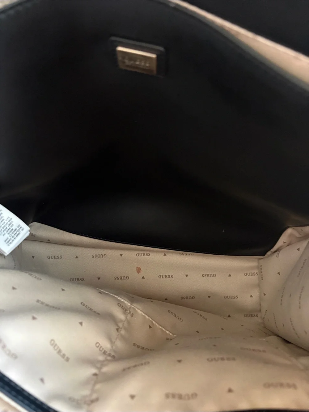 GUESS Black Smooth Leather Shopper Tote